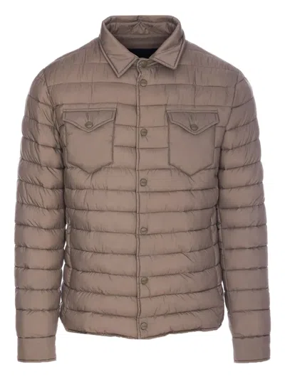 Herno Quilted Button-up Jacket In Nude