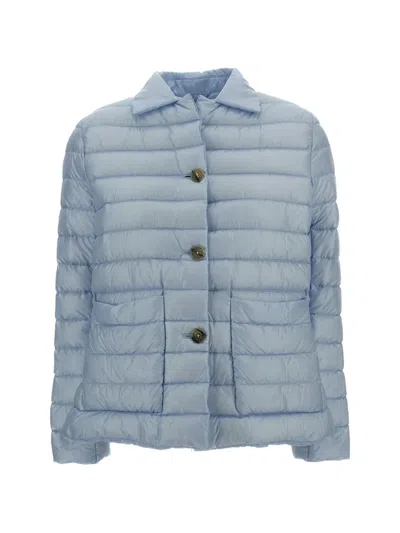 Herno Quilted Buttoned Jacket In Blue