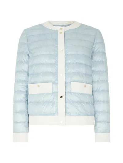 Herno Quilted Buttoned Jacket In Blue