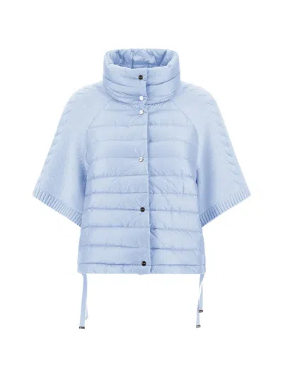 Herno Quilted Cable-knit Jacket In Blue