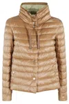 Herno Quilted Camel And Green Puffer Jacket