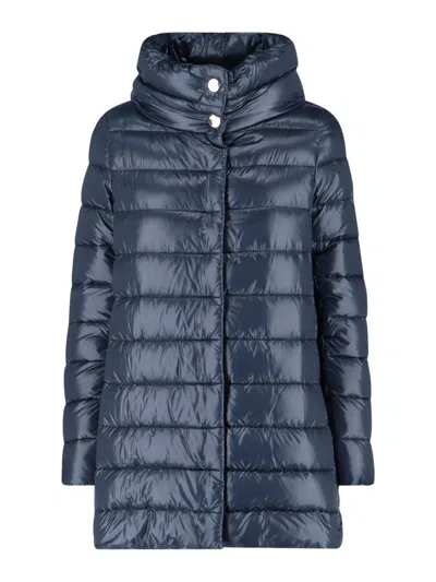 Herno Quilted Coat In Blue