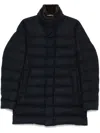 Herno Blue Cashmere Fur Three-quarter Coat In Blue