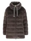 Herno A-shape Down Jacket Drawstring Detail In Brown