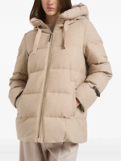 Herno Quilted Coat In Neutral