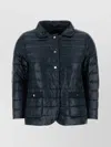 Herno Blue Down Jacket With Collar And Branded Buttons In Polyamide Woman
