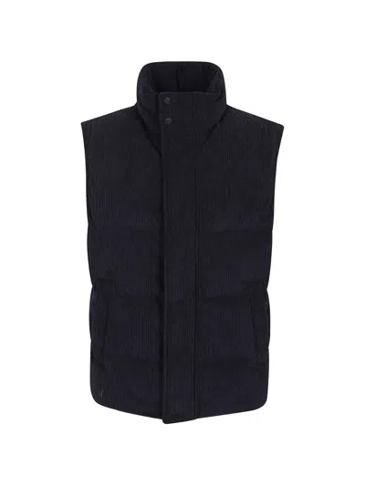 Herno Quilted Corduroy Gilet In Blue