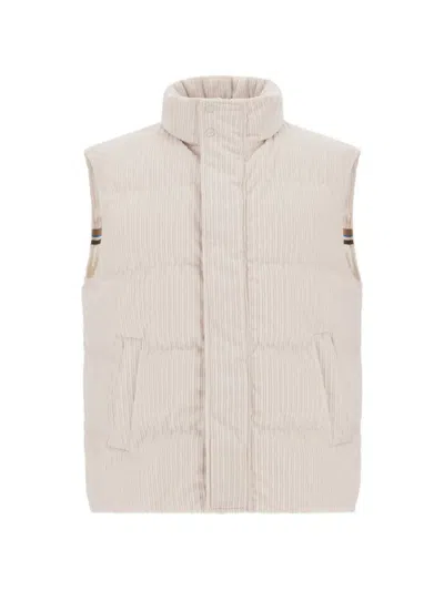 Herno Quilted Corduroy Gilet In Neutral