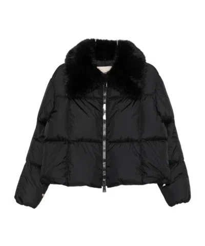 Herno Quilted Cotton Jacket With Zip Closure In Black