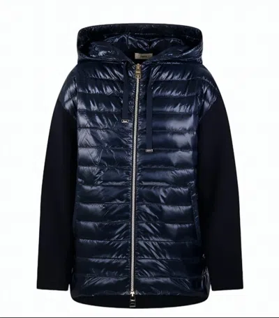 Herno Quilted Cotton Nylon Hooded Down Jacket In Blue