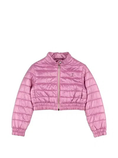 Herno Kids' Quilted Cropped Jacket In Pink
