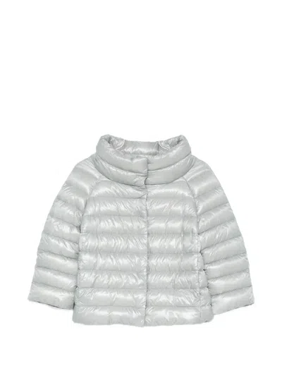 Herno Quilted Cropped-sleeve Jacket In Gray