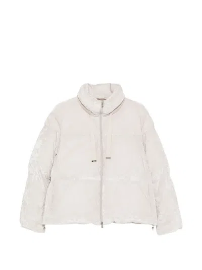 Herno Quilted Crushed-velvet Jacket In White