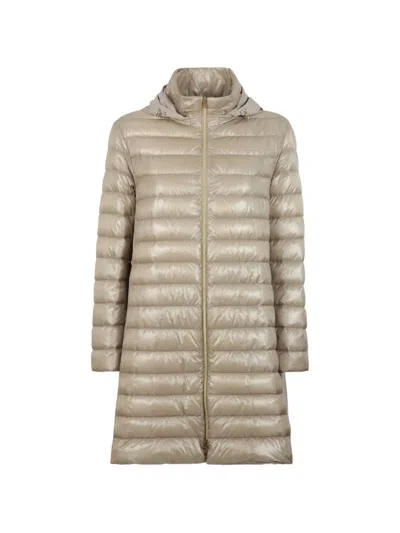 Herno Quilted Detachable-hood Zip-up Parka In Neutral