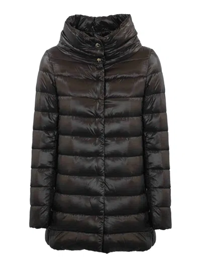 Herno Quilted Down Jacket Amelia In Dark Brown