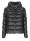 Herno Puffy Black Coat With Glossy Finish And High Collar In Black