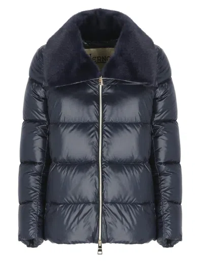 Herno Quilted Down Jacket In Blue