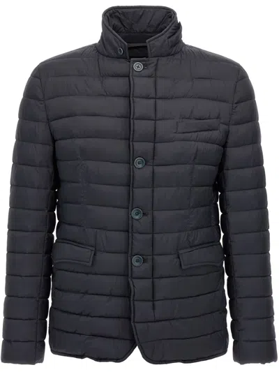 Herno Quilted Down Jacket Casual Jackets And Parka Blue In Black