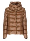 Herno Funnel Neck Quilted Padded Jacket In Brown