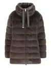 Herno A-shape Down Jacket Drawstring Detail In Brown