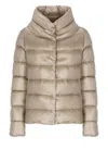 Herno High Collar Quilted Down Jacket In Brown