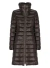 Herno Long Black Hooded Coat In Nylon Woman In Brown