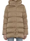Herno Down Jacket In Nylon And Eco-fur In Camel