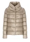 Herno High Collar Quilted Down Jacket In Neutral