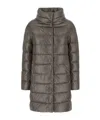 Herno Quilted Down Long Jacket In Gray