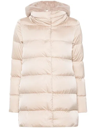 Herno Quilted Down Jacket In Synthetic Fur In Pink