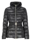 Herno Women Ultralight Nylon Down Jacket With Belt In Nero