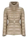 Herno Padded Quilted Down Jacket With Fur Trim In Brown