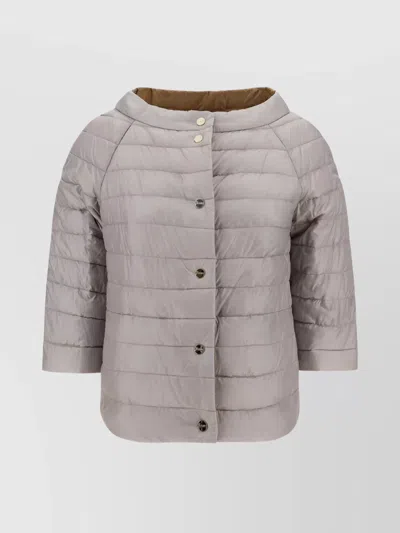 Herno Quilted Down Jacket Scooped Neckline In Neutral
