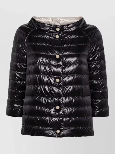 Herno Quilted Down Jacket Three Quarter Sleeves In Black