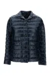 Herno Quilted Down Jacket With Button Fastening And Pointed Collar In Blue