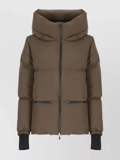 Herno Quilted Down Jacket With Hood And Pockets In Brown