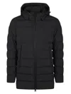 Herno Down-padded Microfiber Jacket With Removable Hood And Striped Quilting In Black