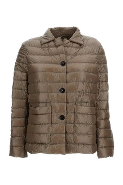 Herno Quilted Down Jacket With Pointed Collar And Cropped Silhouette In Brown
