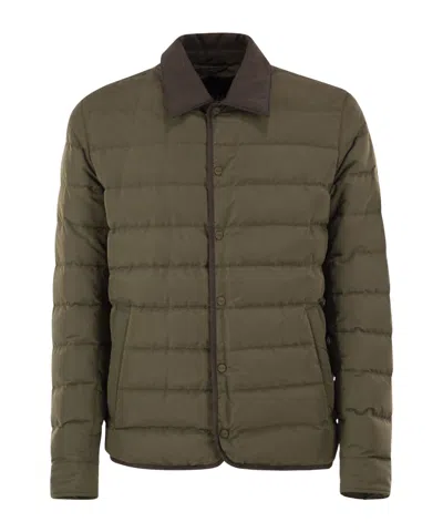 Herno Quilted Down Jacket With Shirt Collar In Green