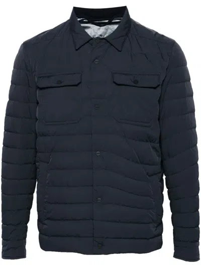 Herno Quilted Down Shirt Jacket In Blue