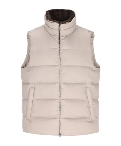 Herno Quilted Down Vest In Neutral