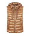 Herno Quilted Sleeveless Hooded Drawstring Jacket In Brown