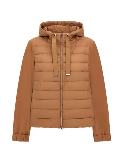 Herno Quilted Drawstring-hood Jacket In Brown