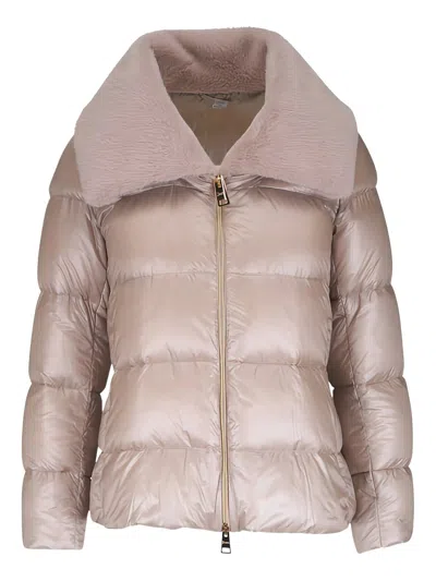 Herno Quilted Faux Fur Collar Down Jacket In Multi