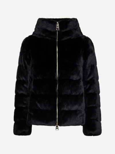 HERNO QUILTED FAUX FUR DOWN JACKET