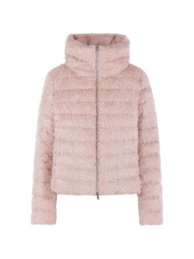 Herno Quilted Faux-fur Coat In Pink