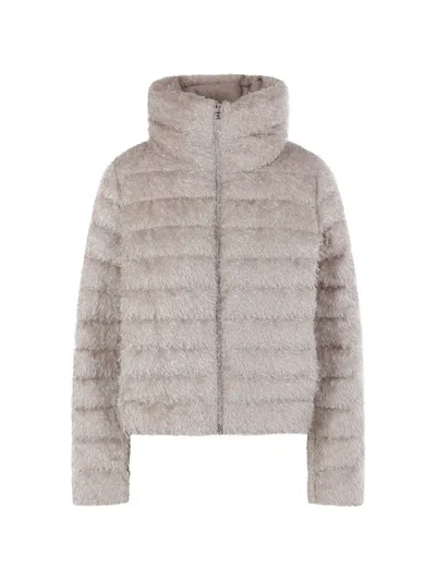 Herno Quilted Faux-fur Jacket In Neutral