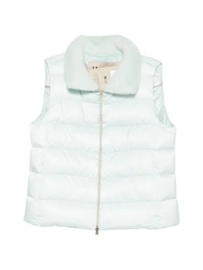 Herno Quilted Faux-fur-trim Gilet In Blue