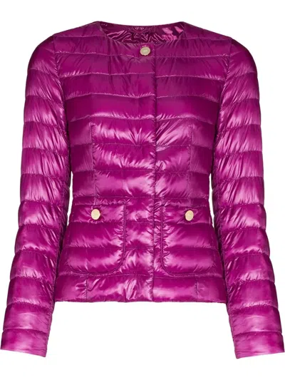 Herno Quilted-finish Fitted Jacket In Rosa