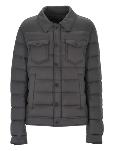 Herno Padded Chest Pocket Long Sleeve Jacket In Gray